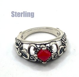 Lot 31: Sterling Silver Carolyn Pollack Relios Red Carnelian Stone Ring Size 7