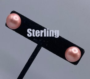 Lot 41: Sterling Silver Honora Pink Authentic Pearl Stud Earrings