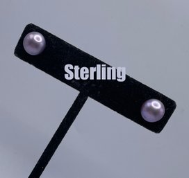 Lot 42: Sterling Silver Honora Purple Authentic Pearl Stud Earrings