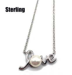 Lot 44: Sterling Silver 'LOVE' Chain 18 Inch Necklace
