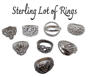 Lot 62SES- Sterling Silver Rings Lot Of 8 Marcasite - Various Sizes