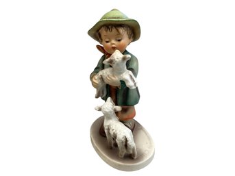 Lot 35RR- 1950 MI Hummel Shepherds Boy Number 64 Full Bee Boy With Sheep Lambs Figurine