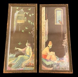 Lot 10- 1920s Tsanya Marigold Asian Theme Pair Art Deco Lithograph Prints- Very Cool