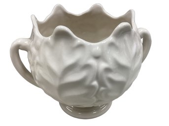 Lot 70RR- Lovely Ceramic Pot Bowl Leaf Design 2 Non Applied Handles Planter