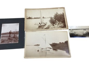 Lot 61RR-1900s  Antique Photos By The Sea - Lake Interesting Lot- Sailboats