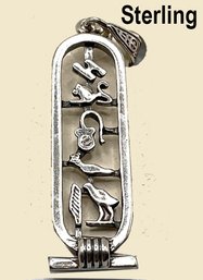 Lot 99- I Love You Sterling Silver Egyptian Accents Hieroglyphics Cartouche Pendant