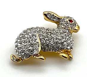 Lot SES66- Signed Kenneth Lane KJL Rhinestone Bunny Rabbit Brooch Pin