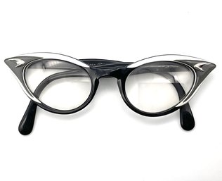 Lot SES- American Optical Vintage Cat Eye Glasses Black And White - Prescription