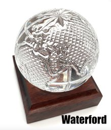 Lot M16- Waterford Crystal Signed World Globe Map Paperweight