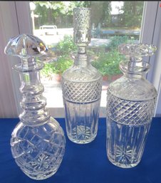 Lot 311SES- Cut Crystal Glass Decanter 3 Piece Set - Waterford?