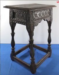 Lot 234-  Antique Small Open-top Carved Wooden Side Table