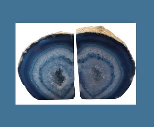 Lot 284- Beautiful! Polished Blue Agate Book Ends