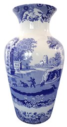 Lot 210- Spode Ceramic Blue & White  Italian Tall Vintage Vase - Made In England Italian Design
