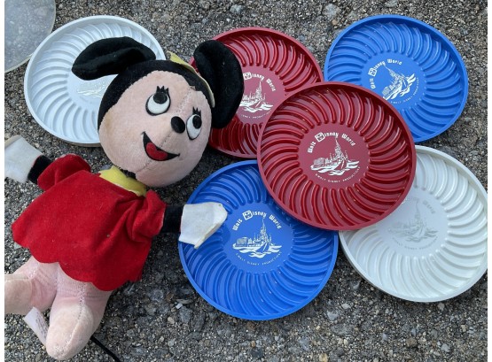 Lot 6- Vintage Minnie Mouse Disney World Coasters Red White Blue Usa