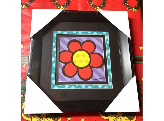 Lot 53 - Romero Britto New Flower Power Framed Poster By Gift Craft 2010 12x12