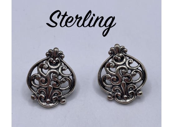 Lot 11- Sterling Silver Earrings Intricate Design