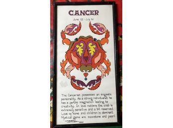 LOT 62 - VINTAGE 1967 CANCER ZODIAC Sign Framed Poster Margot Johnson
