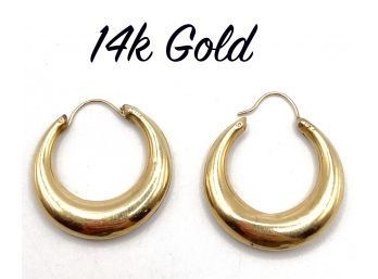 Lot 85- 14k Gold 1 Inch Hoops Earrings -Pretty!