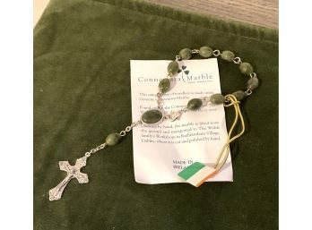 Lot 26- Connemara Marble Pray For Us Drop Cross Bracelet Irish Ireland