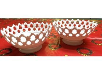 Lot 52 -  Decorative Milk Glass Bowls Lot Of 2
