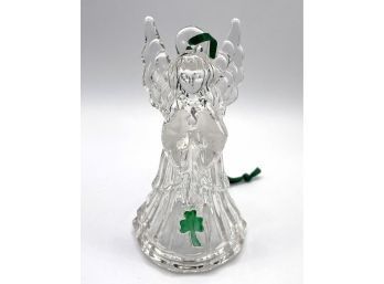 Lot 42- Galway Irish Crystal Angel Bell With Shamrock Ornament New In Box