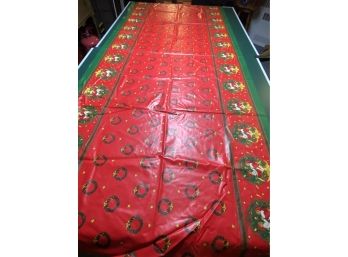 Lot 105 - Vintage Oil Cloth Tablecloth Christmas Holiday Swedish Denmark Fabric