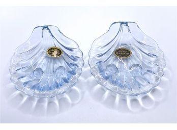 Lot 40- Cambridge Glass Blue Shell Trinket Ring Dishes (2) Made In USA
