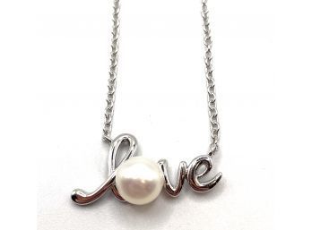 Lot 50- Honora Collection Authentic Pearl Love Necklace 18 Inches