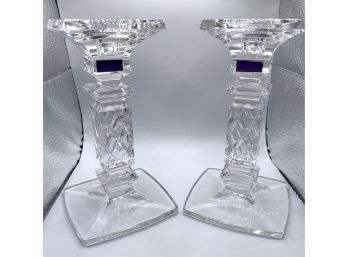 Lot 44- Pair Of Waterford Crystal Marquis Brixton 8 Inch Candle Stick Holders (2) New