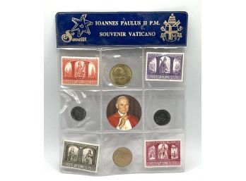 Lot 4- Vintage Savelli  Pope John Paul II Souvenir Vatican Stamps & Coins