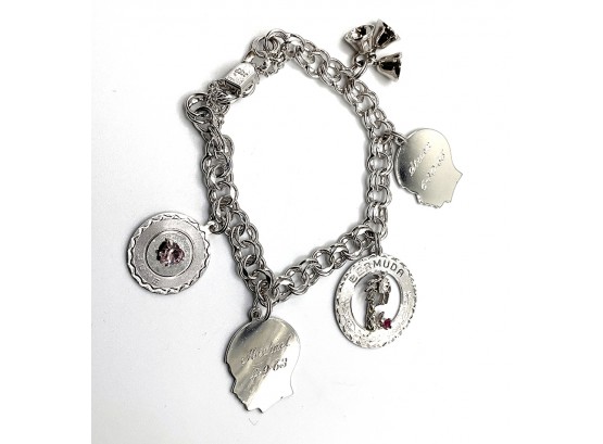 Vintage Sterling Silver Charm Bracelet By Elco