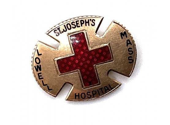 10k Gold Vintage 1963 St. Joseph's Hospital Lowell Mass Nurses Medical Pin