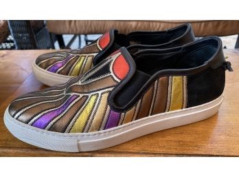 GIVENCHY Ladies Multicolor 40 Metallic Striped Leather Street Line Skate Sneakers Flats