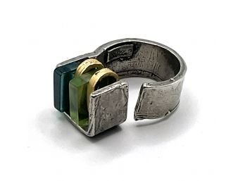 Montreal Jewelry Designer Anne Marie Chagnon Signed Brutalist Modernist Ring Size 8