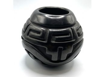 Signed By Jennifer Naranjo Small Carved Blackware Vase Pottery Santa Clara Pueblo