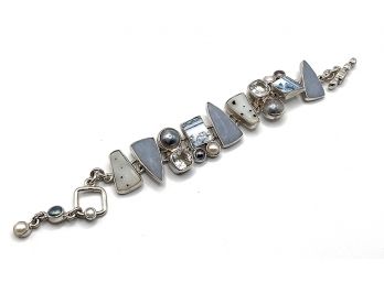 Sterling Silver Echo The Dreamer Margaret Thurman Designer  Bracelet Pearls - Tile - Topaz - Druzy