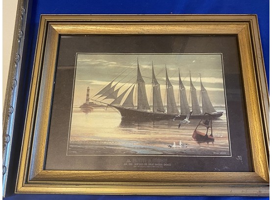 Lot 290 - Lot Of 3 Nautical Lithos  - 1887 Sangster Etching - Clipper Ships