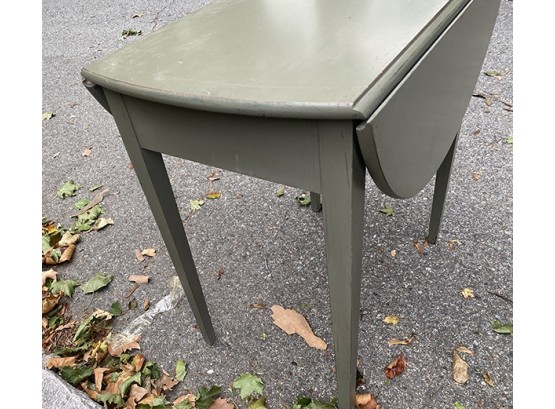 Lot 261 - Oval Drop Leaf Vintage Side Table - Painted Green