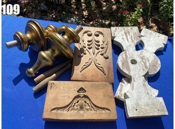 Lot 109 - Wood Architectural Lot And Wood Press, Large 11' Finials