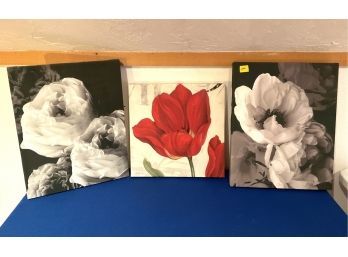 Lot 270 -Canvas Floral Flower Archive Red Tulip Wall Art Lot Of 3