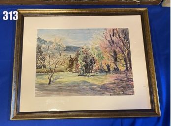 Lot 313 -Foliage Art - Unsigned Watercolor Framed - 22 1/2 X 18 1/2