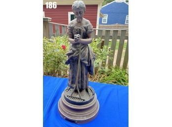 Lot 186 - Signed Bronze Angelus Statue Woman Praying Over Harvest