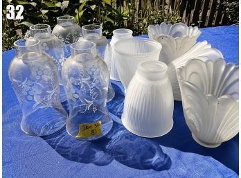 Lot 32 - Lot Of 11 Glass Light Globes - For Fixtures