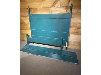 Lot 302  Painted Chippy Paint Green Antique High Headboard Footboard Full Size Bed