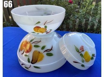 Lot 66 - Vintage Fire King Painted Nesting Mixing Bowls