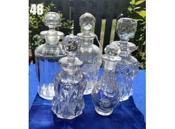 Lot 48 - Lot Of Vintage Pressed Glass Crystal Cologne Bottles 5 1/2' - 7'