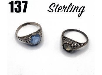 Lot 137 - Vintage Sterling Silver Lot Of 2 Sizes Rings 5 1/2 And 7