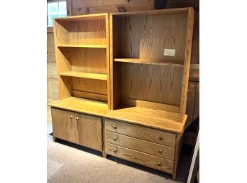 Lot 282 -Jeffrey Bros, Salem Ma Oak Shelf Dresser Cabinet Set - 4 Pieces