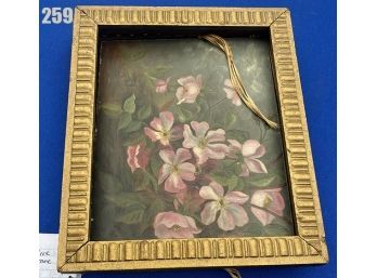 Lot 259 - Hand Painted Floral On Board In Antique Frame 10x12 Unsigned