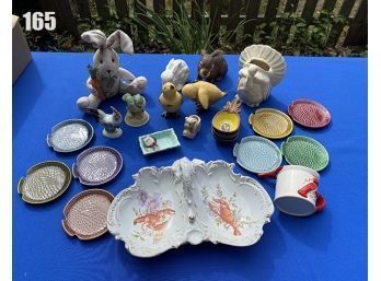 Lot 165 - Animals & Sea Life Glassware Collection Lobster Plate Portugal Fish Treasure Craft Pineapple Dishes